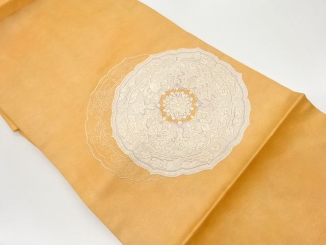 リサイクル　引箔鏡裏に菊・花唐草模様織出し名古屋帯